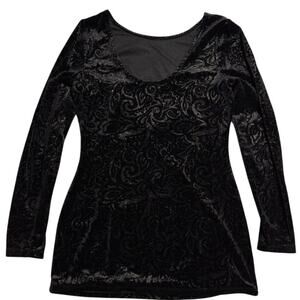 VTG Y2K Cache Top Glitter Scoop Back Velvet Velour Womens Size Small Black Gold
